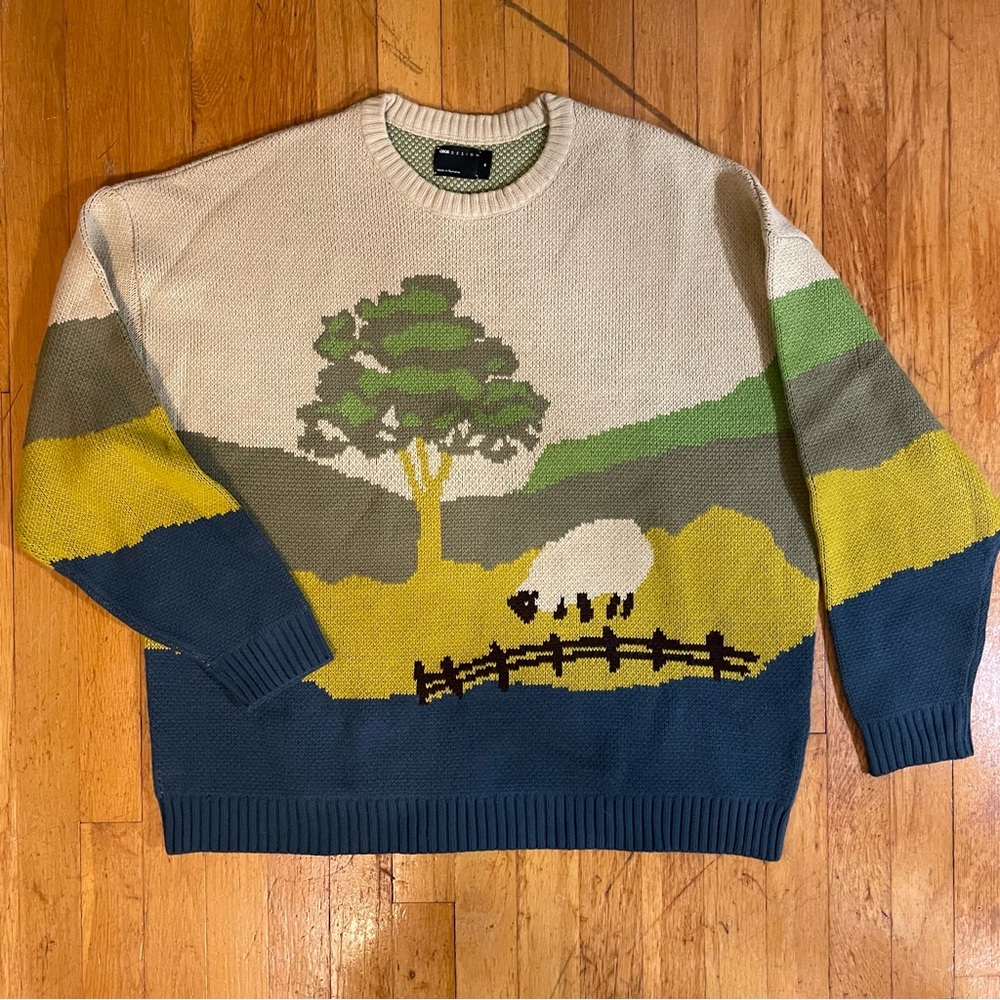 ASOS sheep in meadow on farm sweater